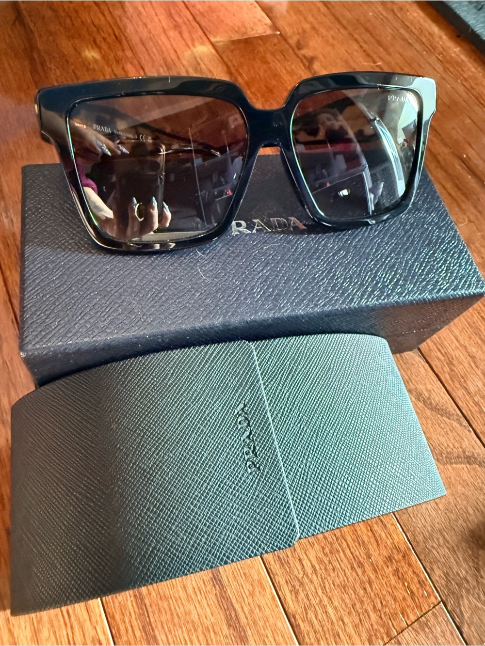 Prada Glossy Black Oversized Cat-Eye Sunglasses